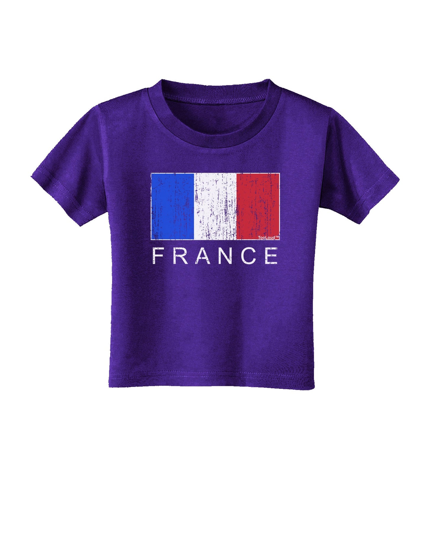 French Flag - France Text Distressed Toddler T-Shirt Dark by TooLoud-Toddler T-Shirt-TooLoud-Purple-2T-Davson Sales