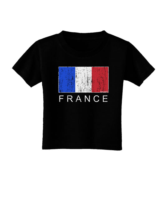 French Flag - France Text Distressed Toddler T-Shirt Dark by TooLoud-Toddler T-Shirt-TooLoud-Black-2T-Davson Sales