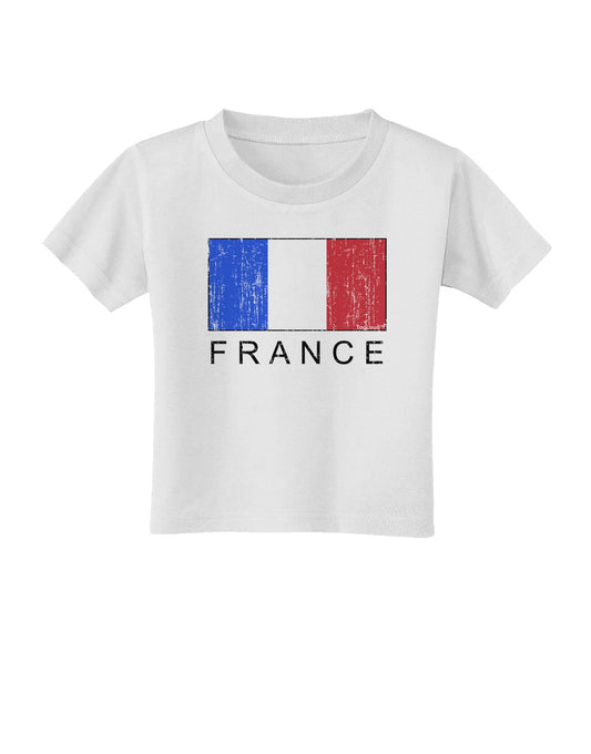 French Flag - France Text Distressed Toddler T-Shirt by TooLoud-Toddler T-Shirt-TooLoud-White-2T-Davson Sales
