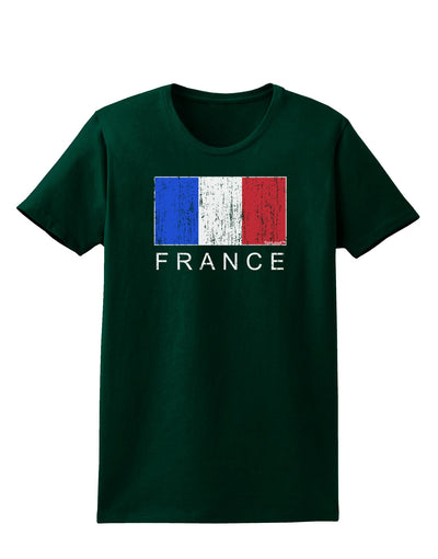 French Flag - France Text Distressed Womens Dark T-Shirt by TooLoud-Womens T-Shirt-TooLoud-Forest-Green-Small-Davson Sales