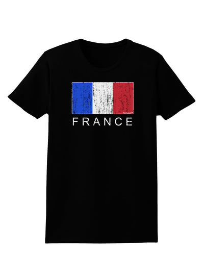 French Flag - France Text Distressed Womens Dark T-Shirt by TooLoud-Womens T-Shirt-TooLoud-Black-X-Small-Davson Sales