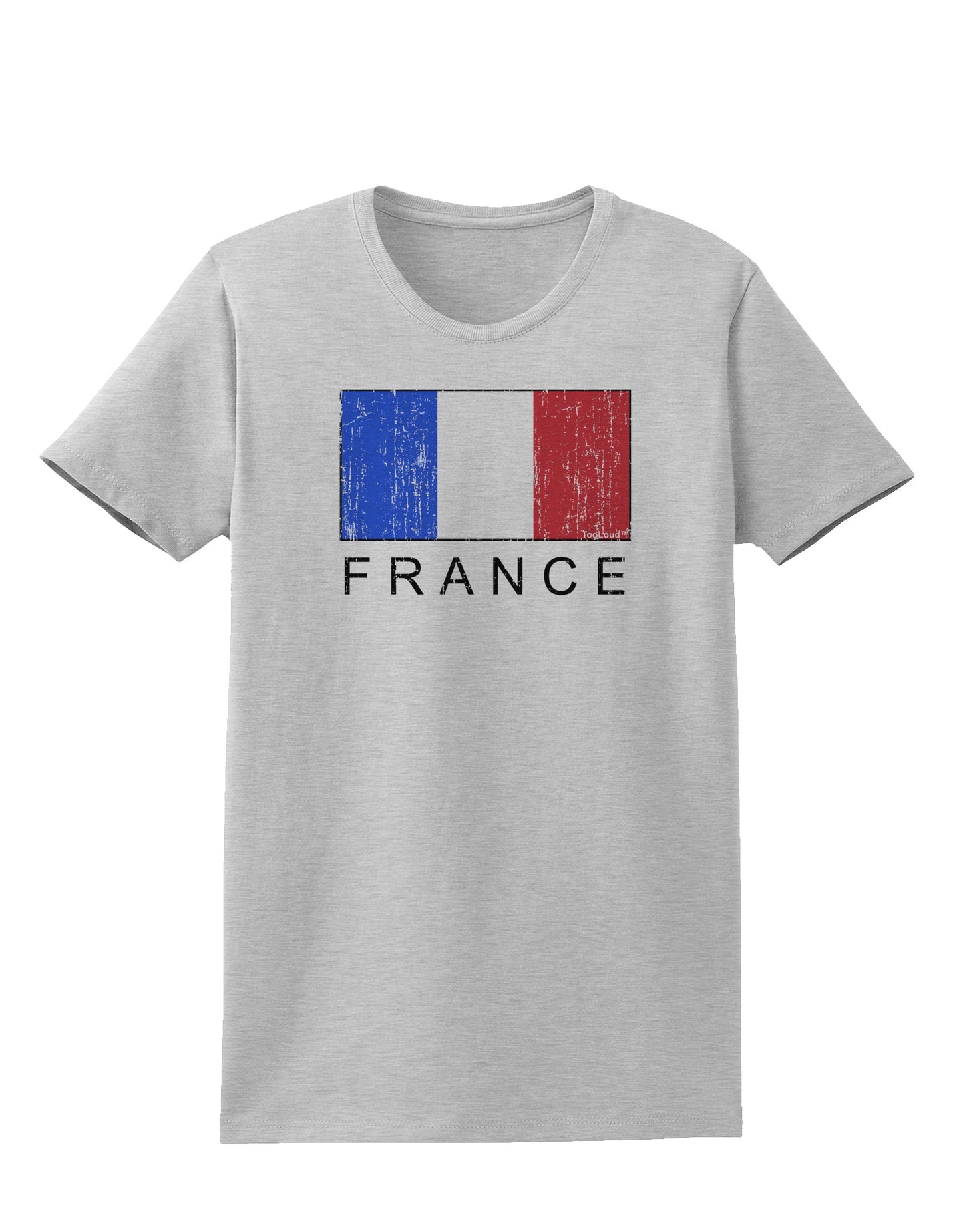 French Flag - France Text Distressed Womens T-Shirt by TooLoud-Womens T-Shirt-TooLoud-AshGray-X-Small-Davson Sales