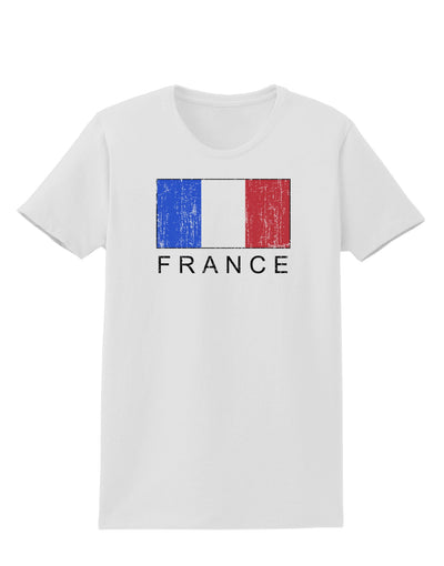 French Flag - France Text Distressed Womens T-Shirt by TooLoud-Womens T-Shirt-TooLoud-White-X-Small-Davson Sales