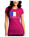 French Flag - France Text Juniors Crew Dark T-Shirt by TooLoud-T-Shirts Juniors Tops-TooLoud-Hot-Pink-Juniors Fitted Small-Davson Sales