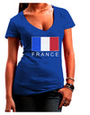 French Flag - France Text Juniors V-Neck Dark T-Shirt by TooLoud-Womens V-Neck T-Shirts-TooLoud-Royal-Blue-Juniors Fitted Small-Davson Sales