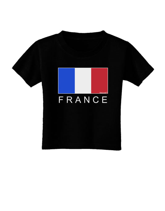 French Flag - France Text Toddler T-Shirt Dark by TooLoud-Toddler T-Shirt-TooLoud-Black-2T-Davson Sales