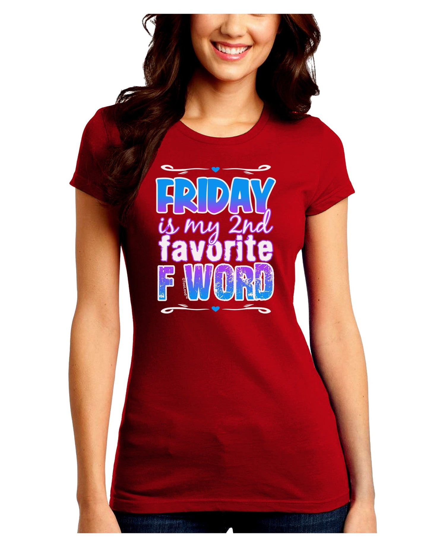 Friday - 2nd Favorite F Word Juniors Petite Crew Dark T-Shirt-T-Shirts Juniors Tops-TooLoud-Red-Juniors Fitted Small-Davson Sales