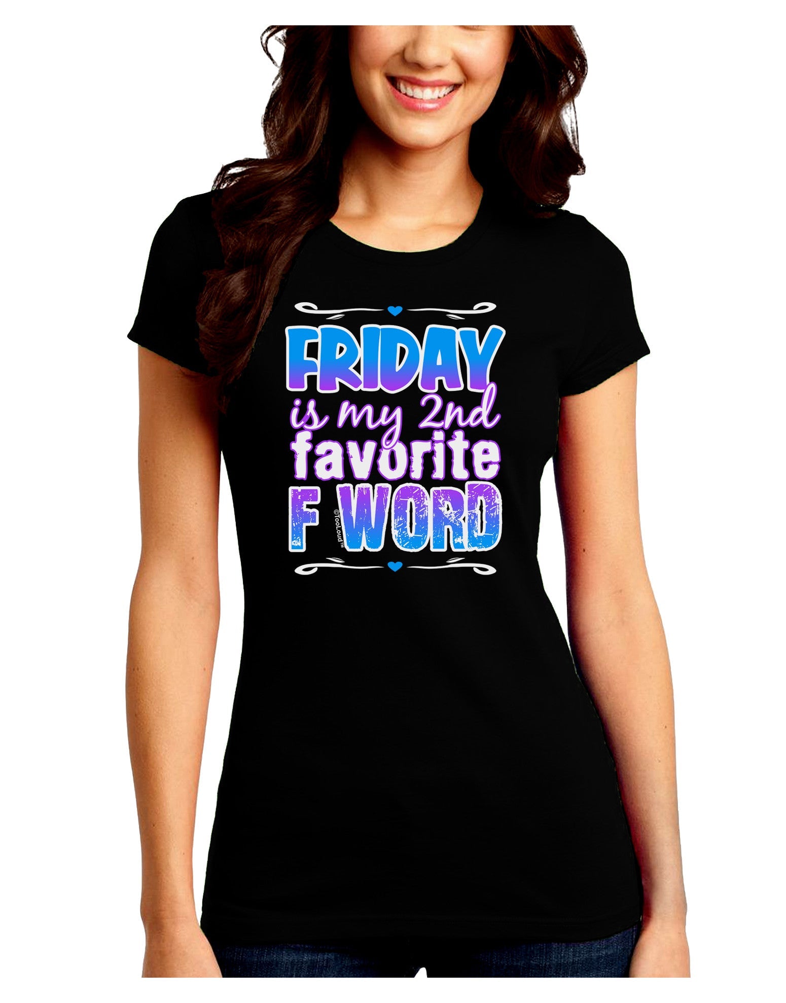 Friday - 2nd Favorite F Word Juniors Petite Crew Dark T-Shirt-T-Shirts Juniors Tops-TooLoud-Black-Juniors Fitted Small-Davson Sales