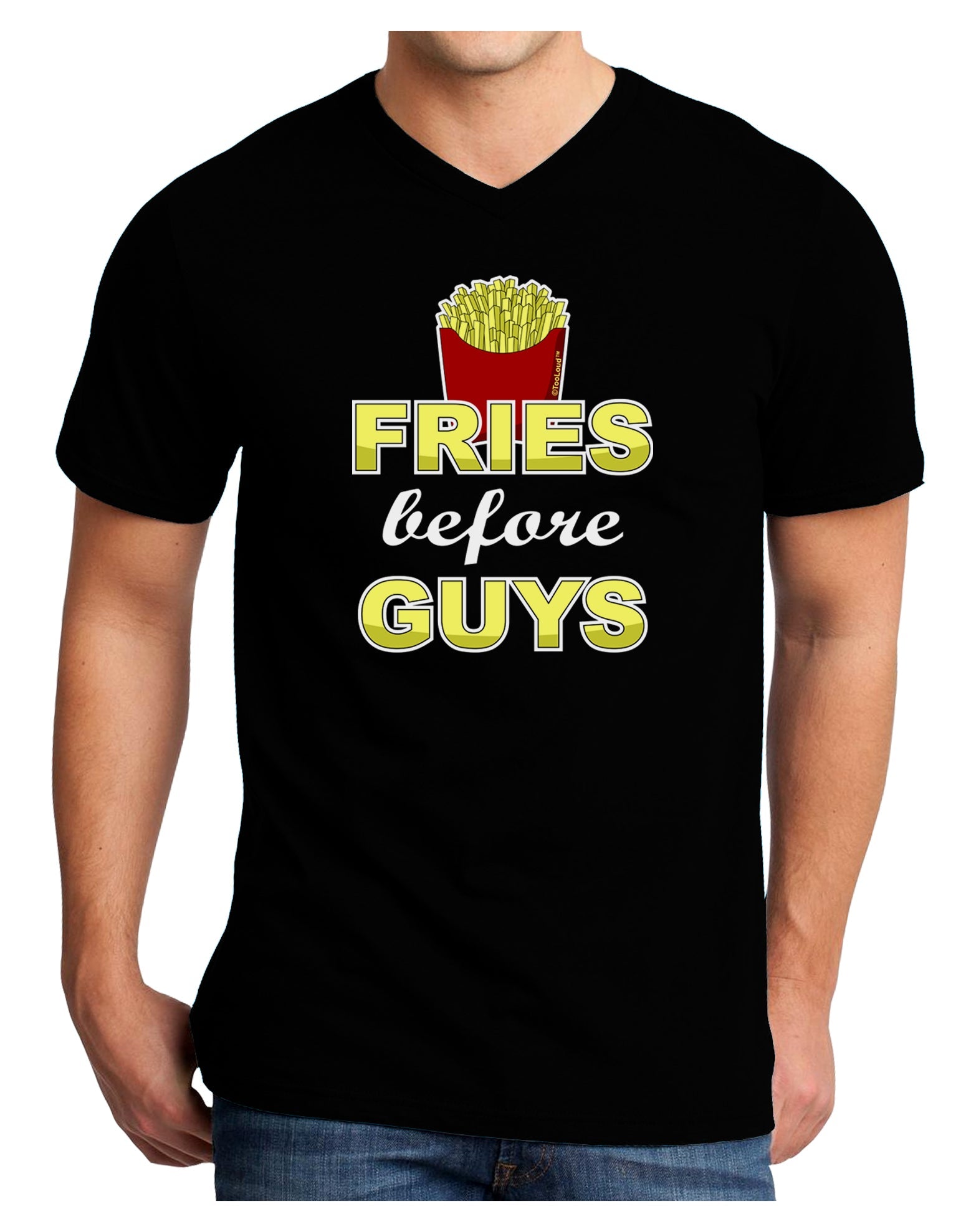 Fries Before Guys Adult Dark V-Neck T-Shirt by TooLoud-Mens V-Neck T-Shirt-TooLoud-Black-Small-Davson Sales