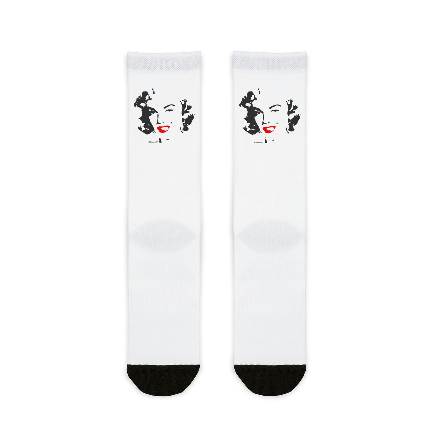 Stylish Marilyn Monroe Cutout Design Red Lips Adult Crew Socks - Exclusively by TooLoud