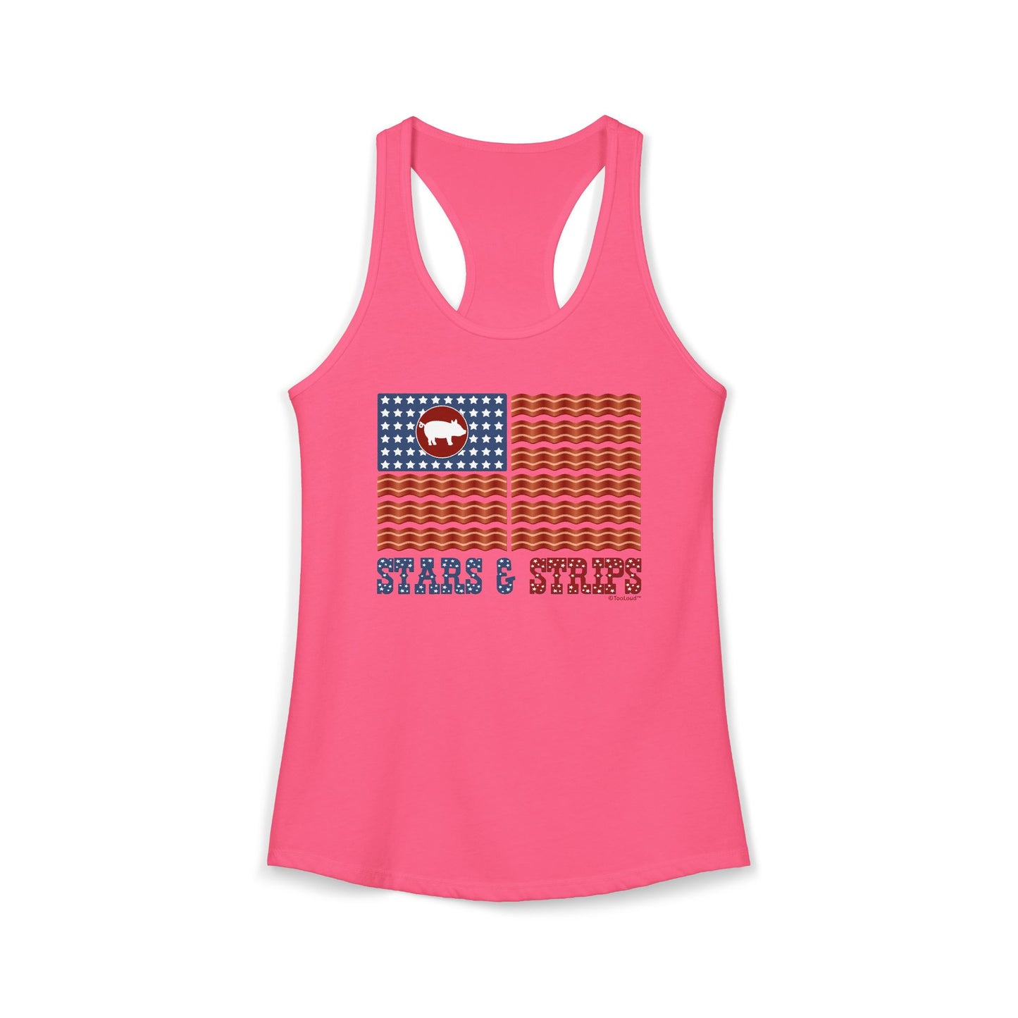 American Bacon Flag - Stars and Strips Womens Racerback Tank Top