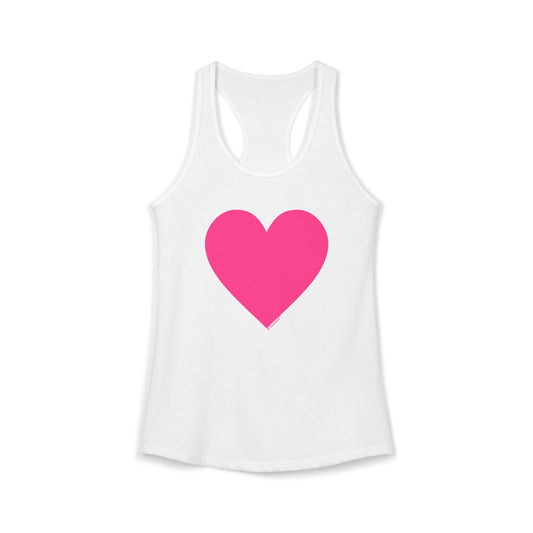 Big Pink Heart Valentine's Day Womens Racerback Tank Top