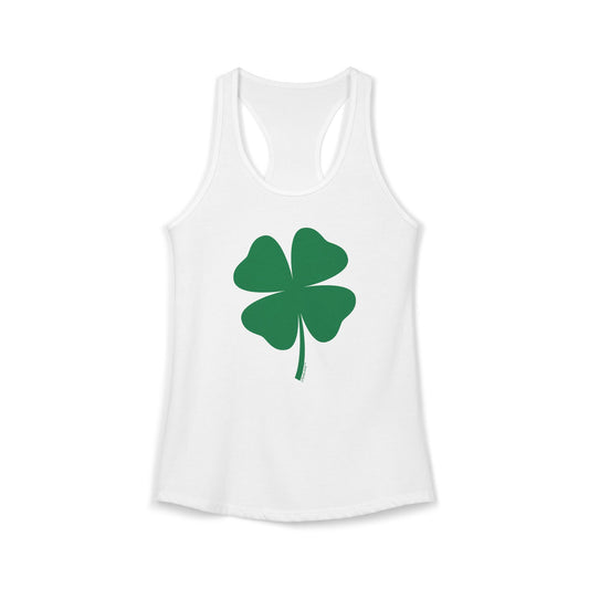 Lucky Four Leaf Clover St Patricks Day Womens Racerback Tank Top