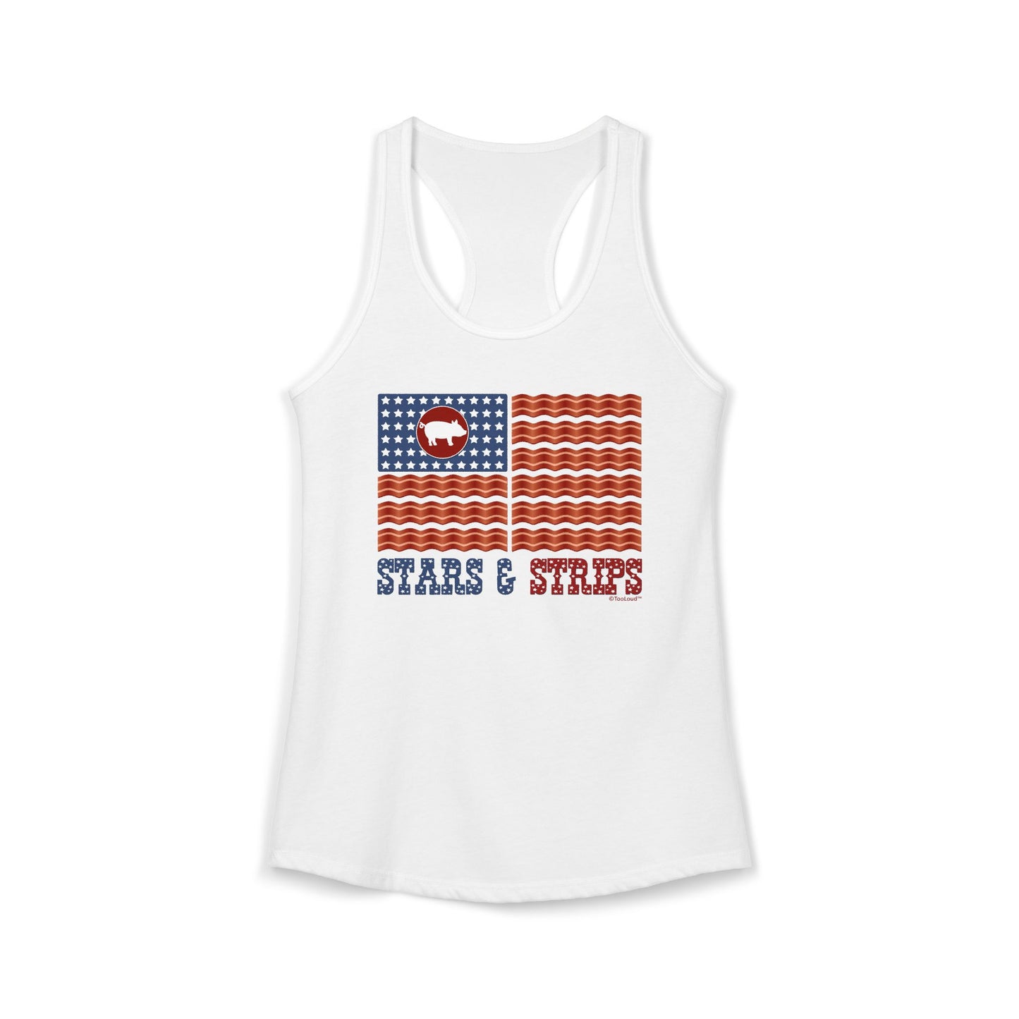 American Bacon Flag - Stars and Strips Womens Racerback Tank Top