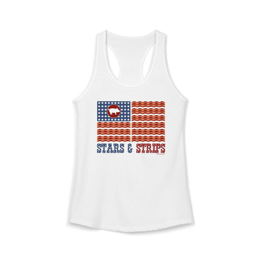 American Bacon Flag - Stars and Strips Womens Racerback Tank Top