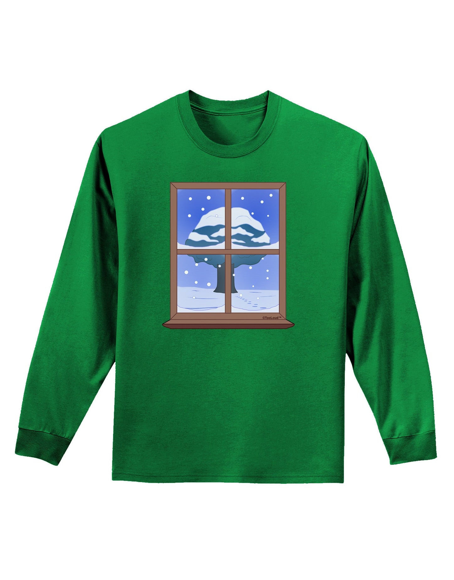Frosty Window Design Adult Long Sleeve Dark T-Shirt-TooLoud-Kelly-Green-Small-Davson Sales