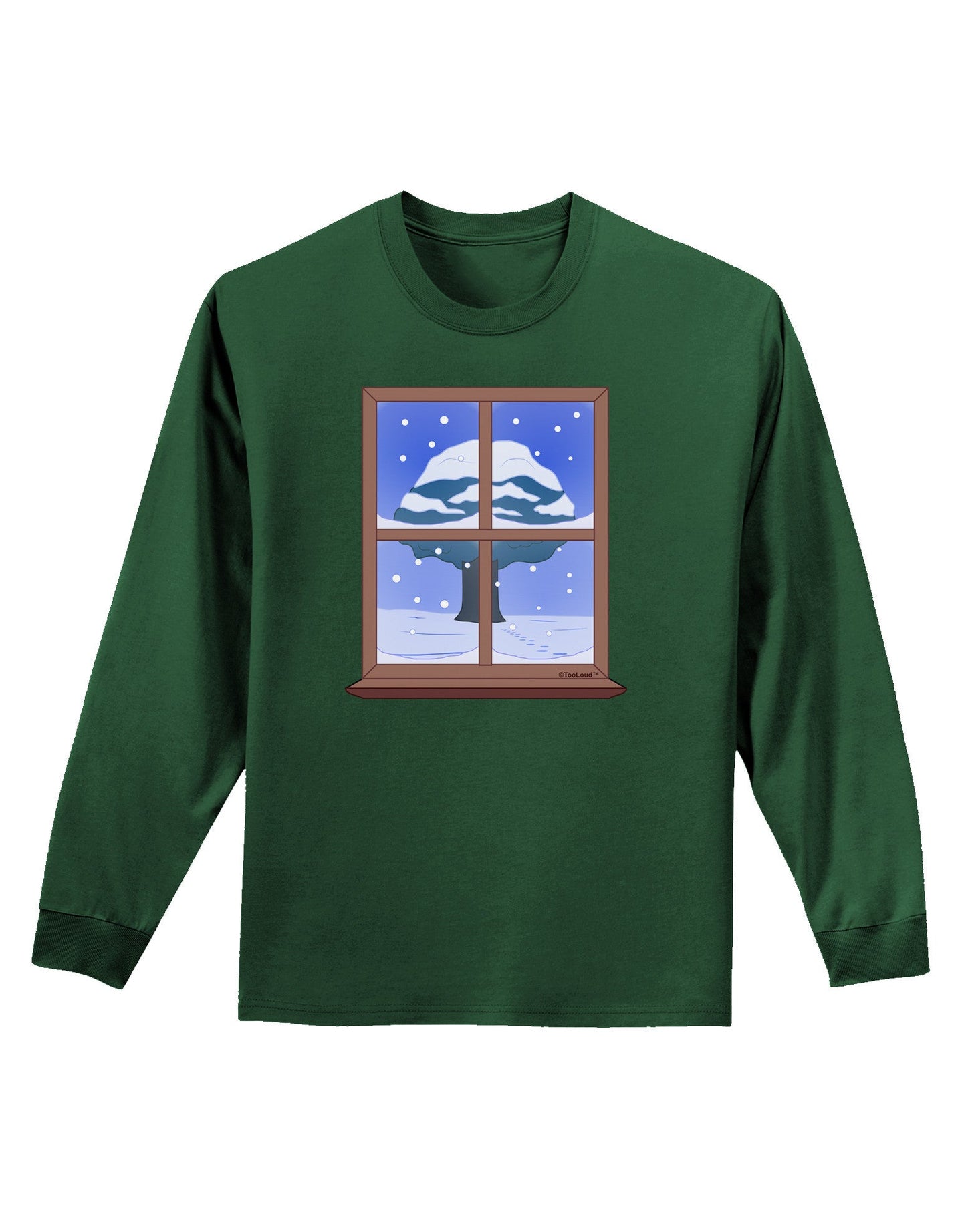 Frosty Window Design Adult Long Sleeve Dark T-Shirt-TooLoud-Dark-Green-Small-Davson Sales