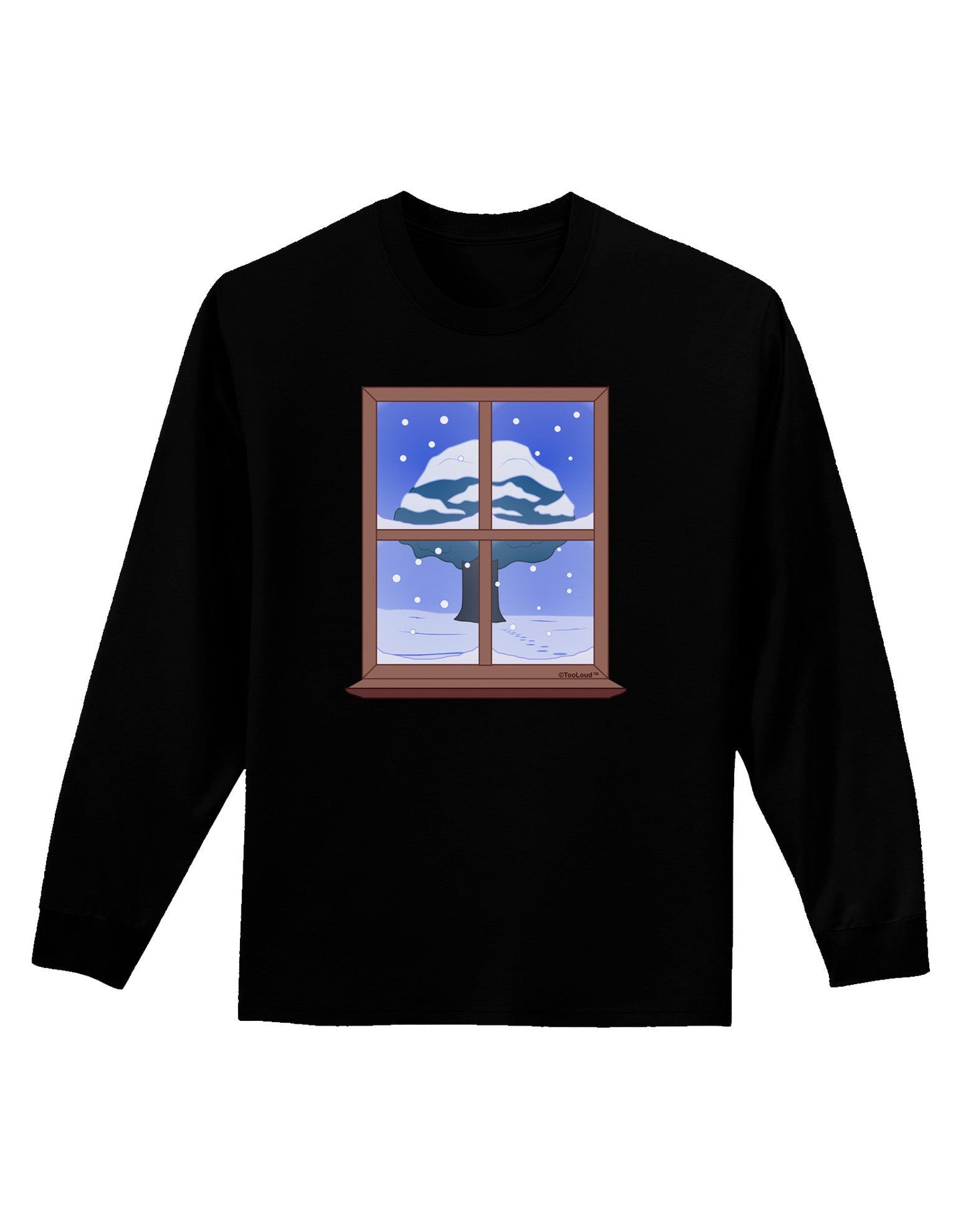 Frosty Window Design Adult Long Sleeve Dark T-Shirt-TooLoud-Black-Small-Davson Sales
