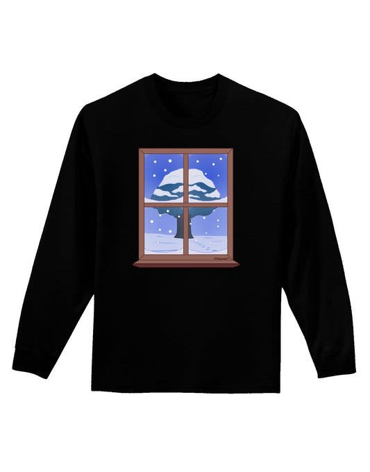 Frosty Window Design Adult Long Sleeve Dark T-Shirt-TooLoud-Black-Small-Davson Sales