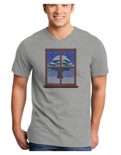 Frosty Window Design Adult V-Neck T-shirt-Mens V-Neck T-Shirt-TooLoud-HeatherGray-Small-Davson Sales