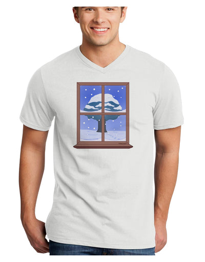 Frosty Window Design Adult V-Neck T-shirt-Mens V-Neck T-Shirt-TooLoud-White-Small-Davson Sales