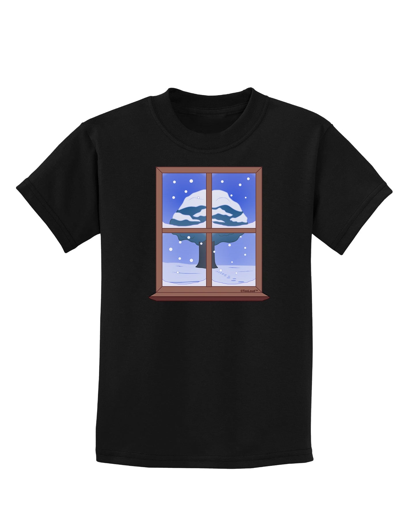 Frosty Window Design Childrens Dark T-Shirt-Childrens T-Shirt-TooLoud-Black-X-Small-Davson Sales