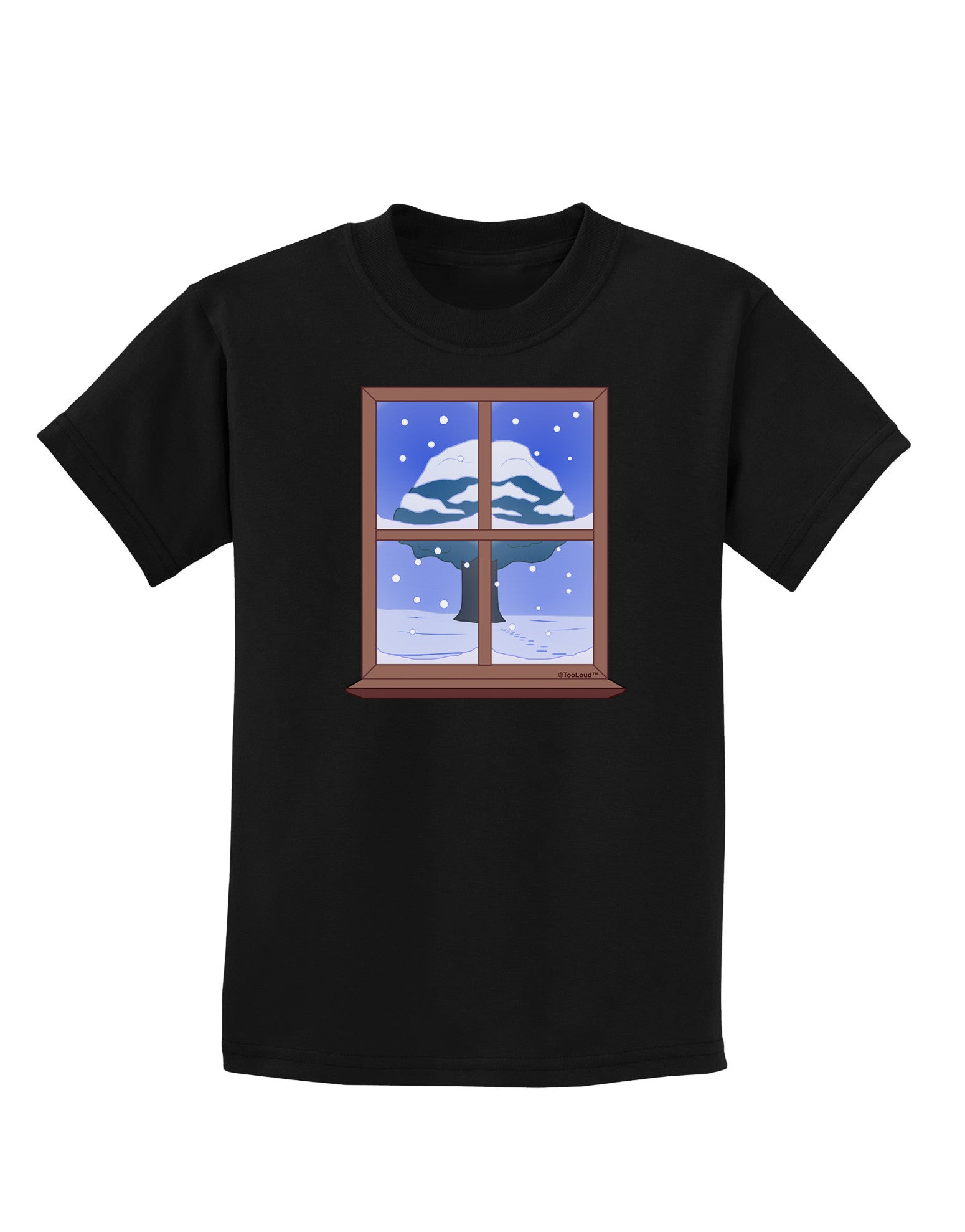 Frosty Window Design Childrens Dark T-Shirt-Childrens T-Shirt-TooLoud-Black-X-Small-Davson Sales