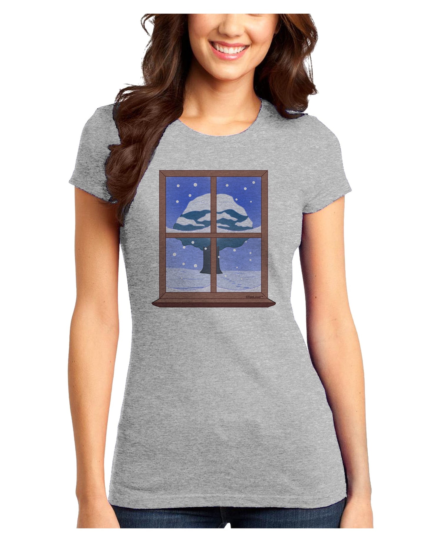 Frosty Window Design Juniors T-Shirt-Womens Juniors T-Shirt-TooLoud-Ash-Gray-Juniors Fitted XS-Davson Sales