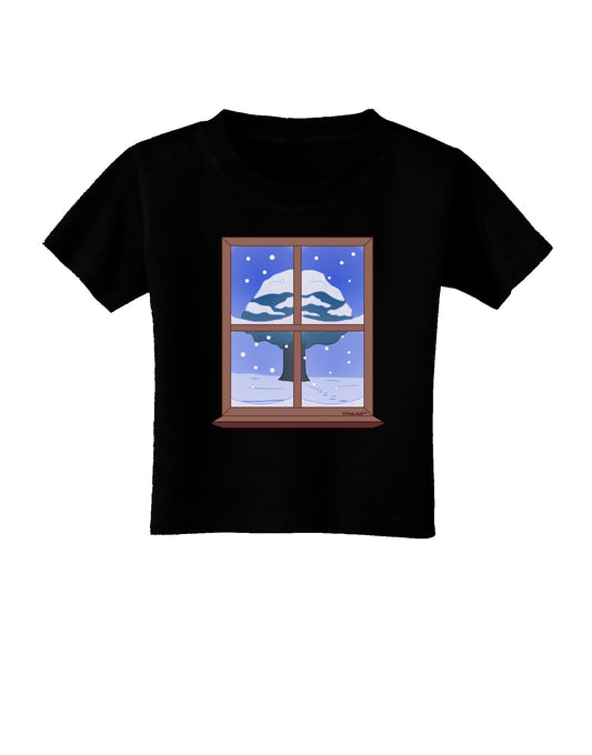 Frosty Window Design Toddler T-Shirt Dark-Toddler T-Shirt-TooLoud-Black-2T-Davson Sales