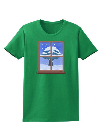 Frosty Window Design Womens Dark T-Shirt-Womens T-Shirt-TooLoud-Kelly-Green-X-Small-Davson Sales