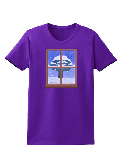 Frosty Window Design Womens Dark T-Shirt-Womens T-Shirt-TooLoud-Purple-X-Small-Davson Sales