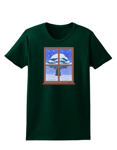 Frosty Window Design Womens Dark T-Shirt-Womens T-Shirt-TooLoud-Forest-Green-Small-Davson Sales