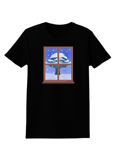 Frosty Window Design Womens Dark T-Shirt-Womens T-Shirt-TooLoud-Black-X-Small-Davson Sales