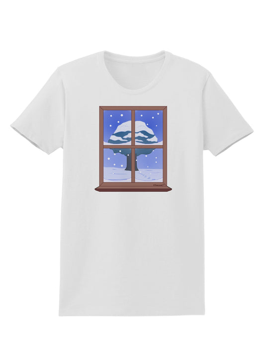 Frosty Window Design Womens T-Shirt-Womens T-Shirt-TooLoud-White-X-Small-Davson Sales
