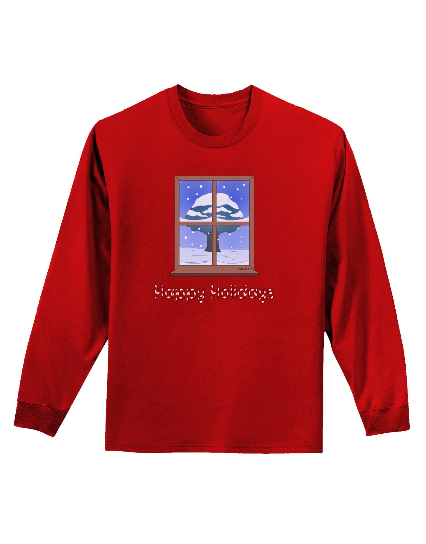 Frosty Window - Happy Holidays Adult Long Sleeve Dark T-Shirt-TooLoud-Red-Small-Davson Sales