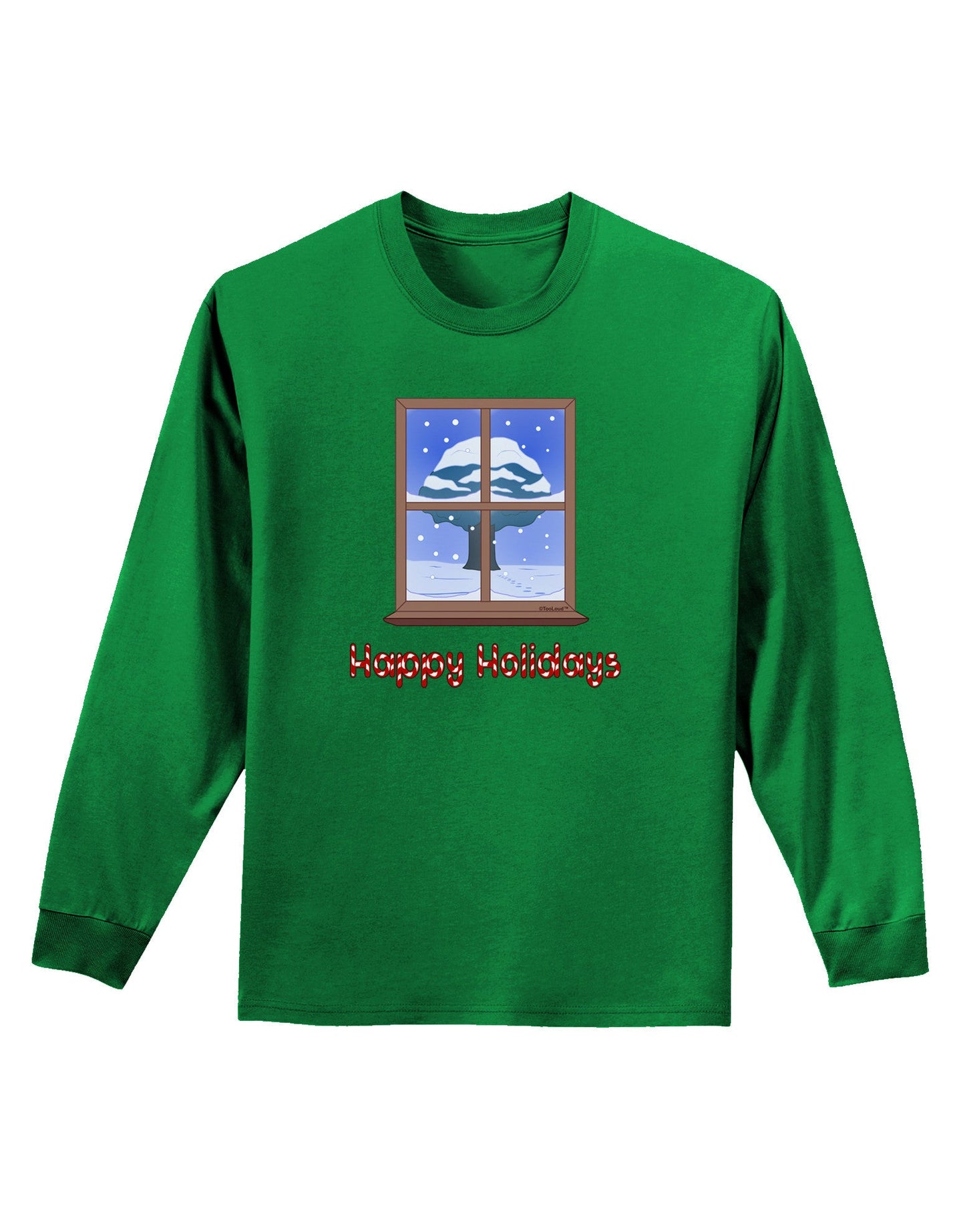 Frosty Window - Happy Holidays Adult Long Sleeve Dark T-Shirt-TooLoud-Kelly-Green-Small-Davson Sales