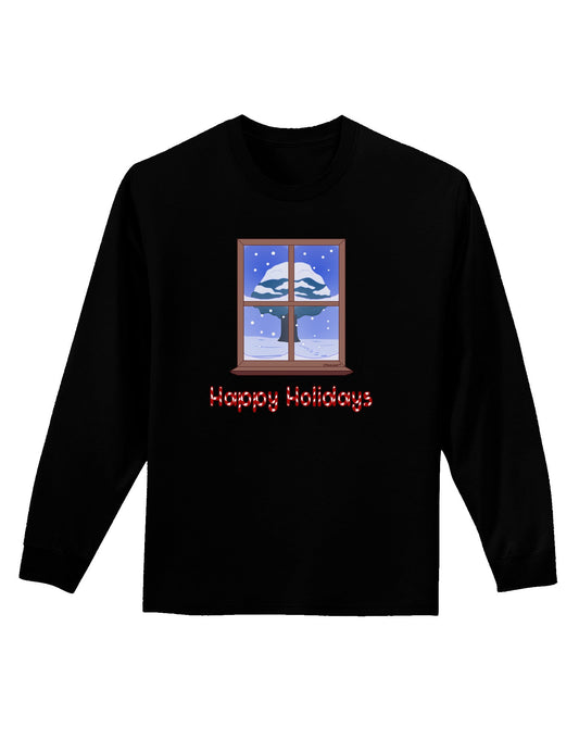 Frosty Window - Happy Holidays Adult Long Sleeve Dark T-Shirt-TooLoud-Black-Small-Davson Sales