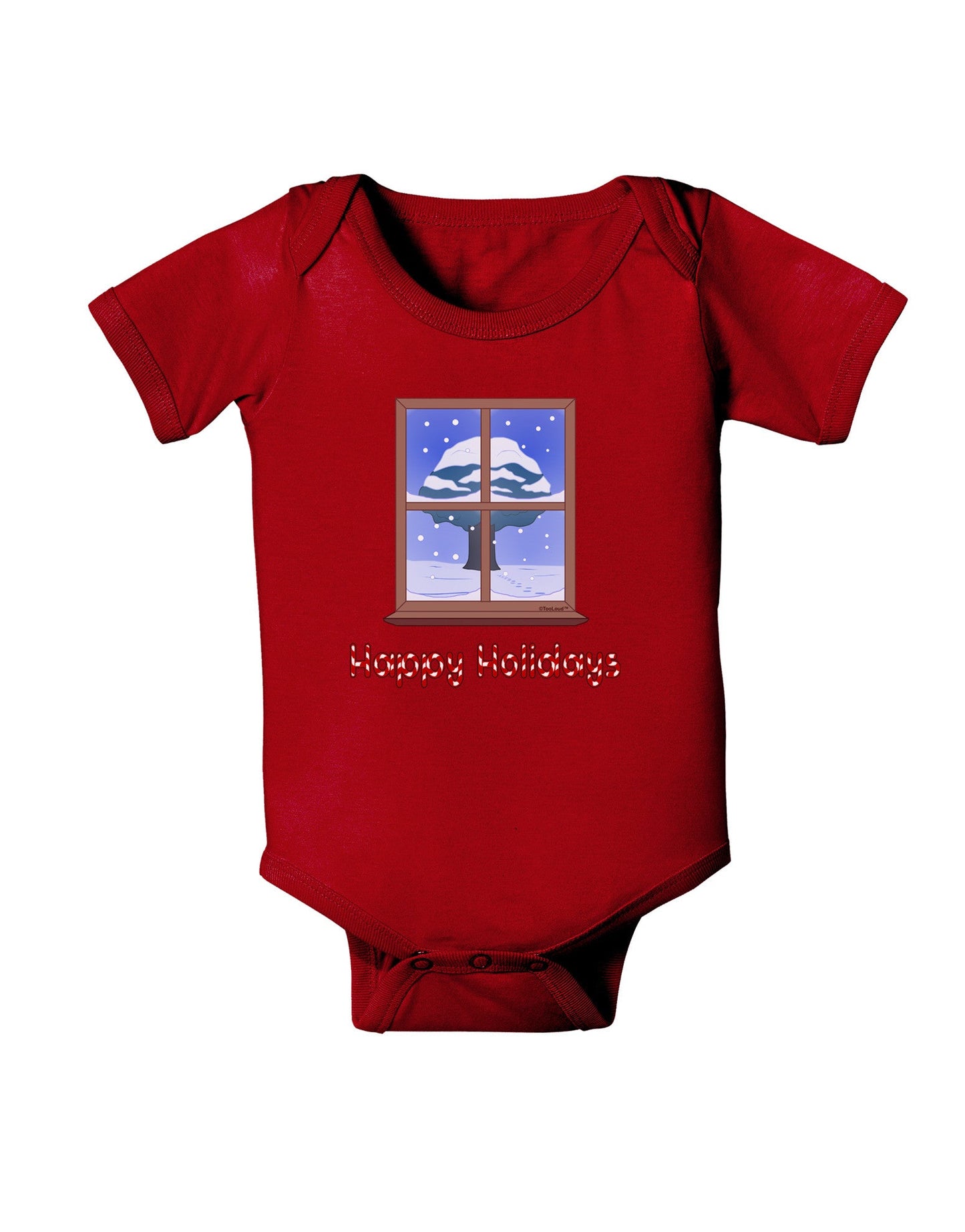 Frosty Window - Happy Holidays Baby Romper Bodysuit Dark-Baby Romper-TooLoud-Red-06-Months-Davson Sales