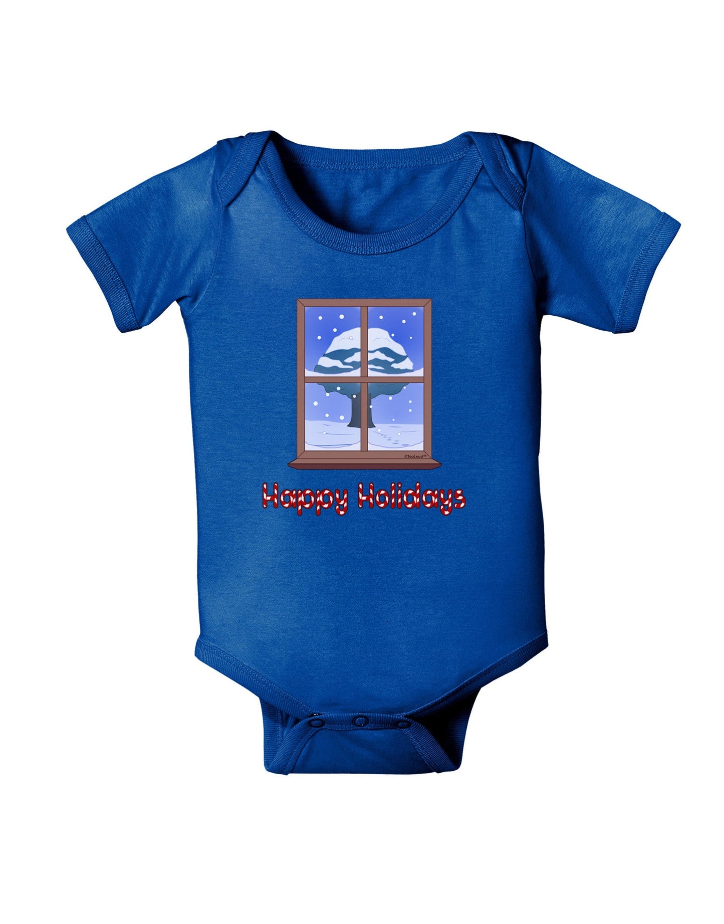 Frosty Window - Happy Holidays Baby Romper Bodysuit Dark-Baby Romper-TooLoud-Royal-Blue-06-Months-Davson Sales