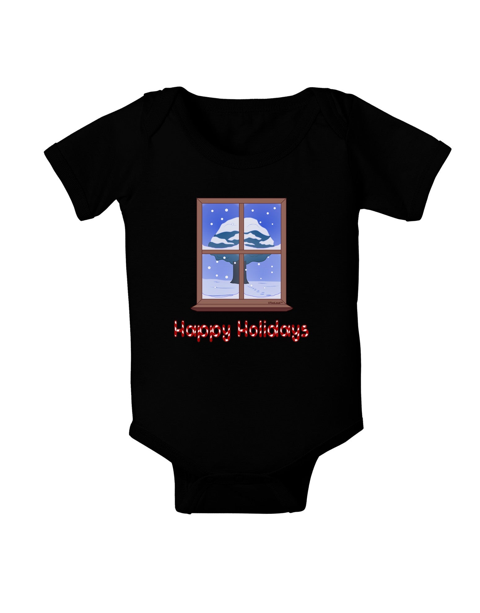 Frosty Window - Happy Holidays Baby Romper Bodysuit Dark-Baby Romper-TooLoud-Black-06-Months-Davson Sales