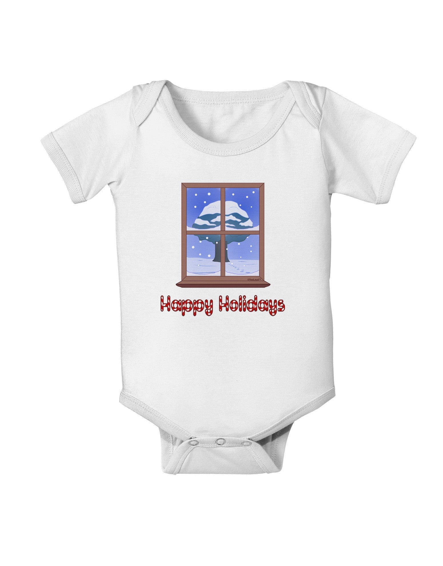 Frosty Window - Happy Holidays Baby Romper Bodysuit-Baby Romper-TooLoud-White-06-Months-Davson Sales