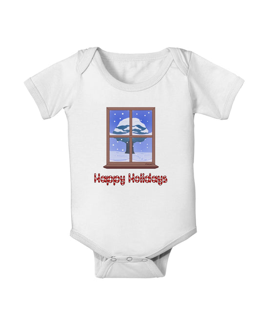 Frosty Window - Happy Holidays Baby Romper Bodysuit-Baby Romper-TooLoud-White-06-Months-Davson Sales