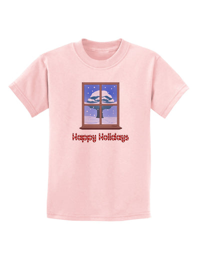 Frosty Window - Happy Holidays Childrens T-Shirt-Childrens T-Shirt-TooLoud-PalePink-X-Small-Davson Sales