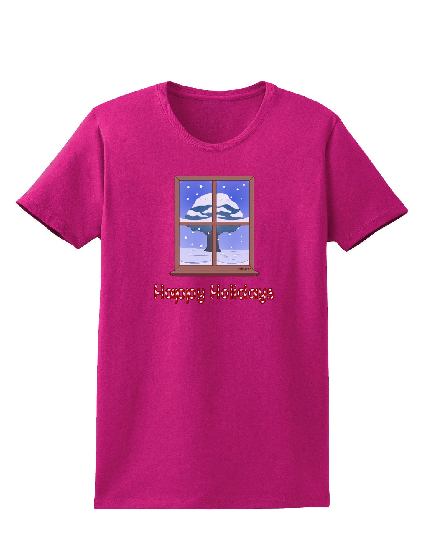 Frosty Window - Happy Holidays Womens Dark T-Shirt-Womens T-Shirt-TooLoud-Hot-Pink-Small-Davson Sales