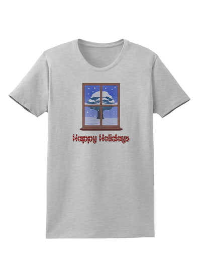 Frosty Window - Happy Holidays Womens T-Shirt-Womens T-Shirt-TooLoud-AshGray-X-Small-Davson Sales