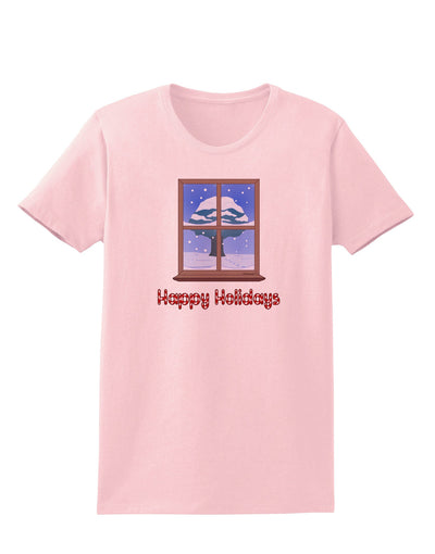 Frosty Window - Happy Holidays Womens T-Shirt-Womens T-Shirt-TooLoud-PalePink-X-Small-Davson Sales