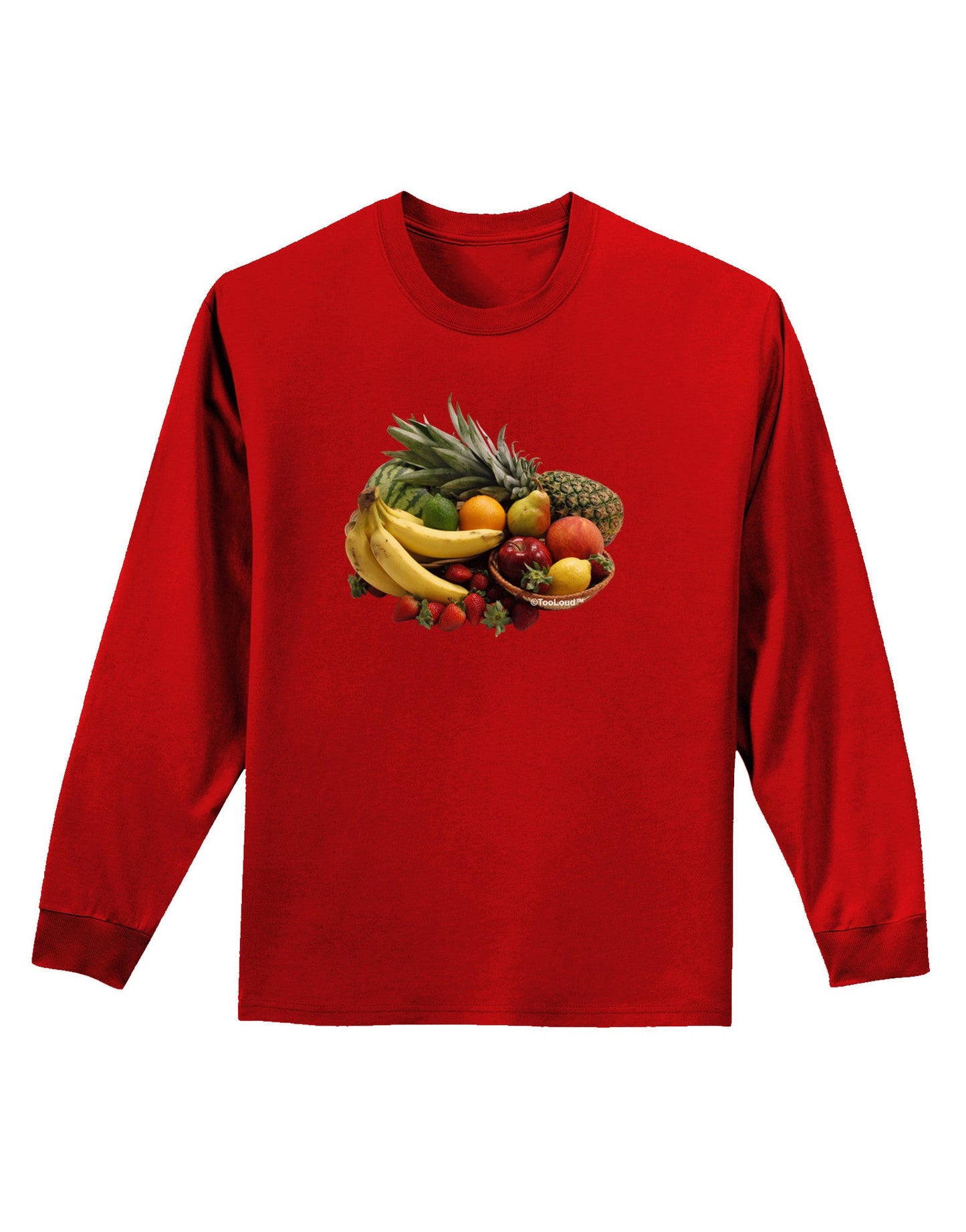 Fruit Basket Still Life Adult Long Sleeve Dark T-Shirt-TooLoud-Red-Small-Davson Sales