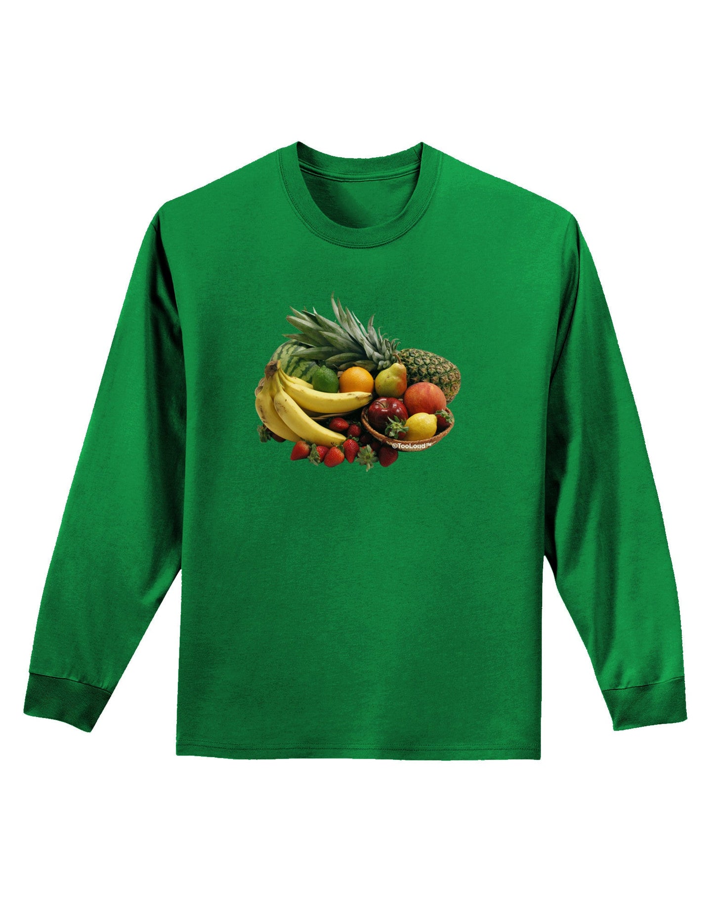 Fruit Basket Still Life Adult Long Sleeve Dark T-Shirt-TooLoud-Kelly-Green-Small-Davson Sales