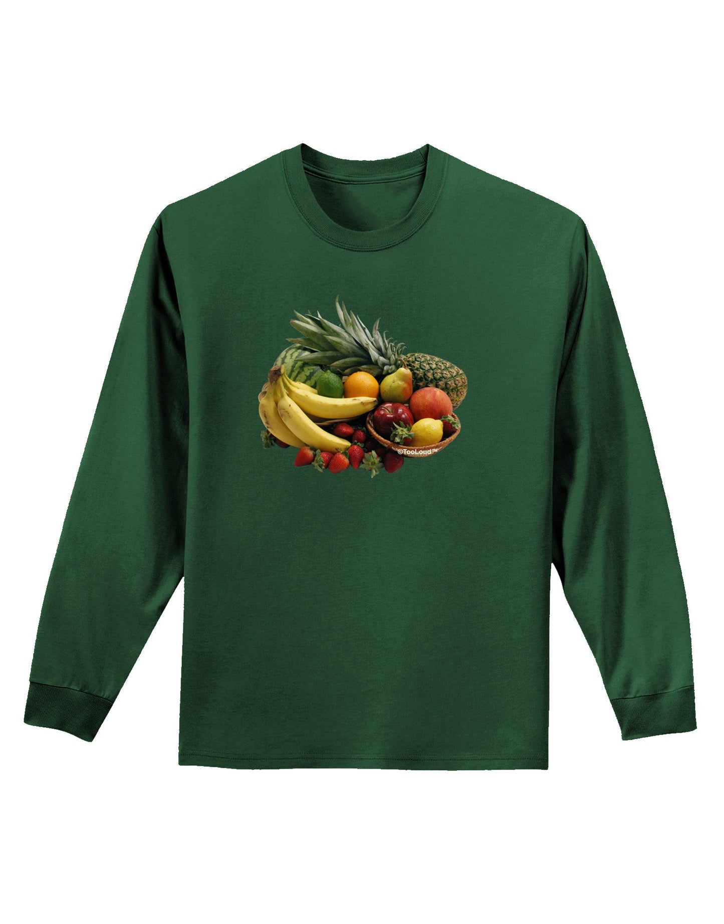 Fruit Basket Still Life Adult Long Sleeve Dark T-Shirt-TooLoud-Dark-Green-Small-Davson Sales