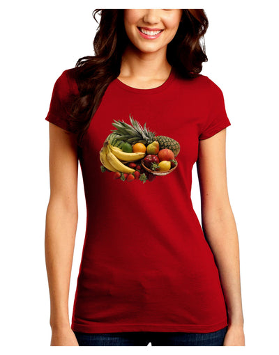 Fruit Basket Still Life Juniors Crew Dark T-Shirt-T-Shirts Juniors Tops-TooLoud-Red-Juniors Fitted Small-Davson Sales